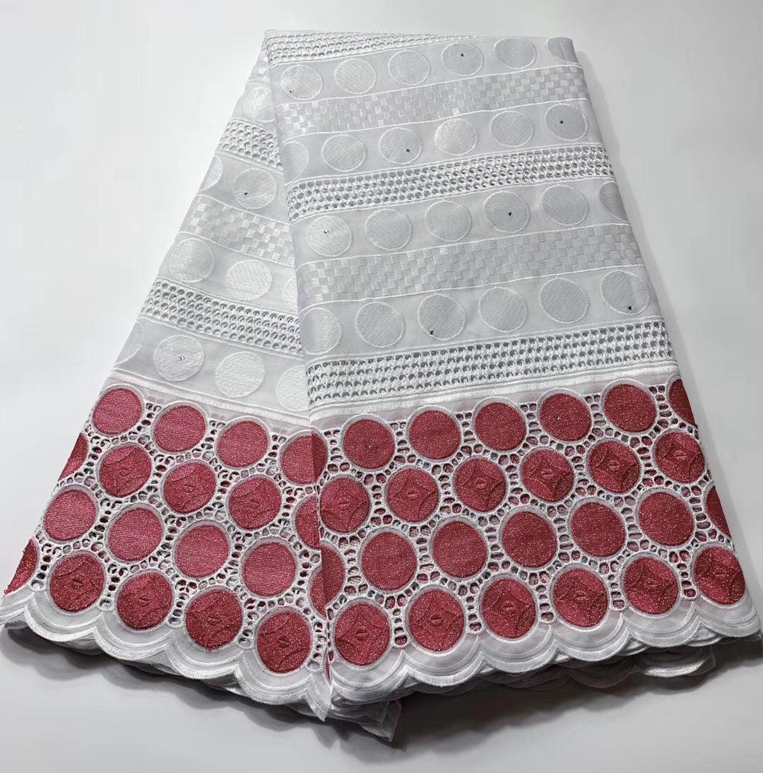 Polka Dot White Swiss Cotton African Lace Embroidered Fabric - melvincucci