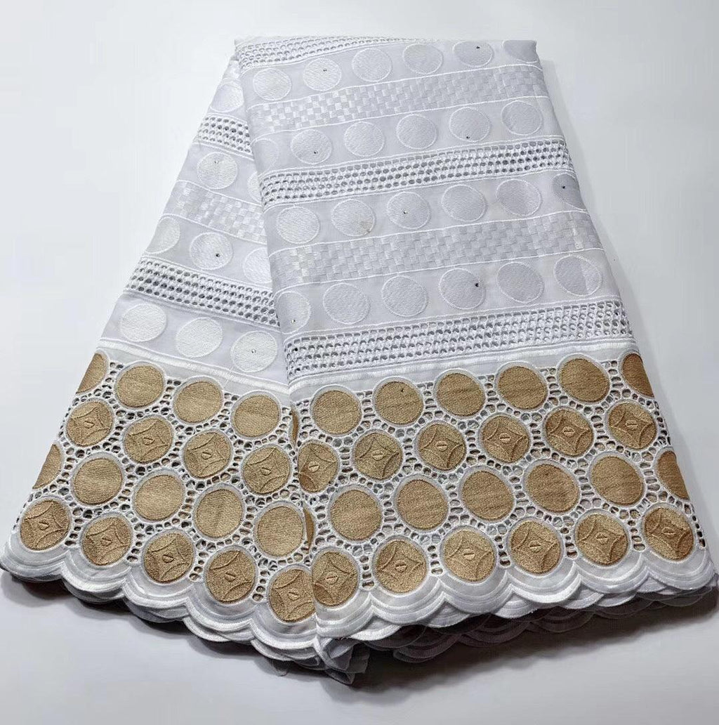 Polka Dot White Swiss Cotton African Lace Embroidered Fabric - melvincucci