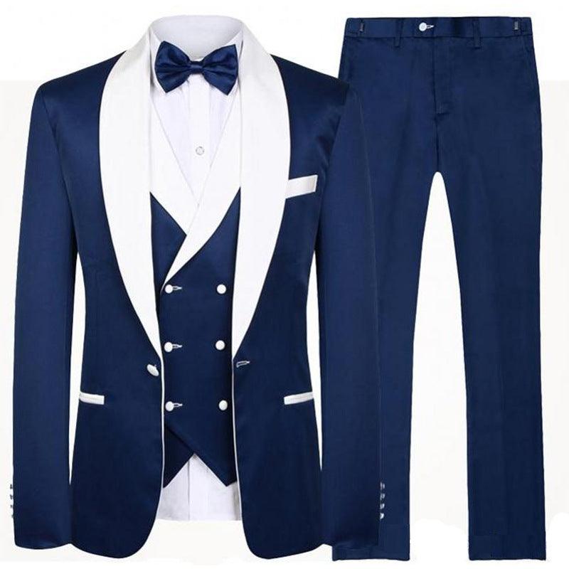 Business Casual Suit Male Three-piece Suit Groom Best Man Wedding Banquet Suit Male - melvincucci