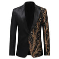 Colorblock Sequined Long-sleeved Emcee Casual Suit - melvincucci