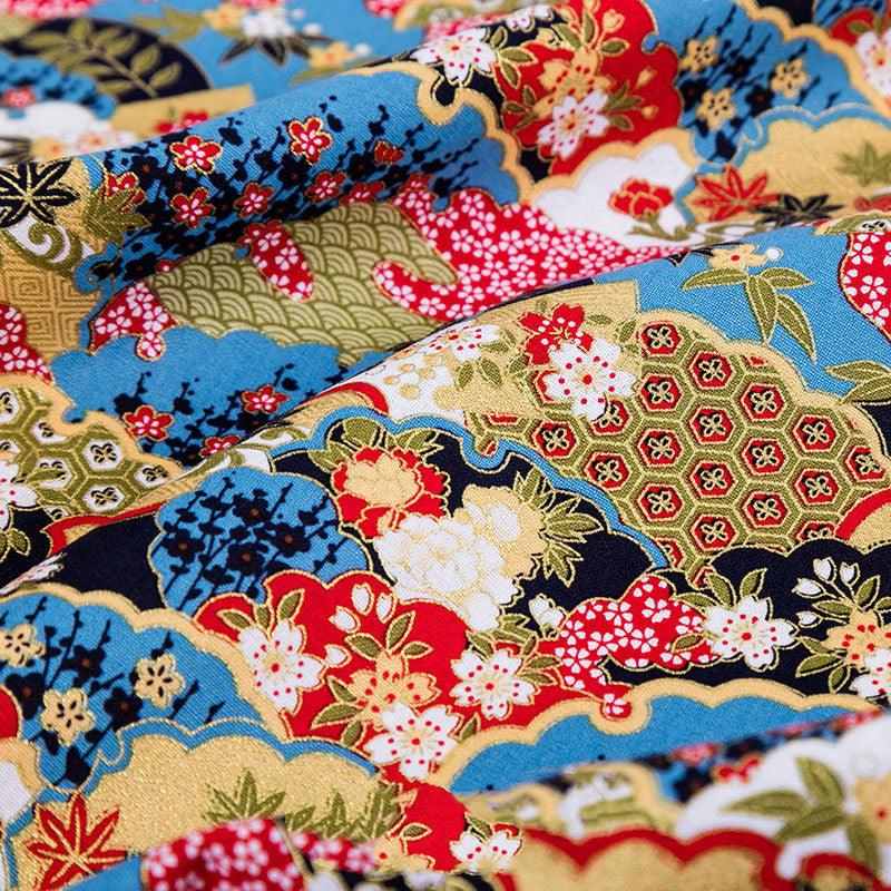 Japanese Style Bronzing Fabric Japanese Style Japanese Cotton Printed Patchwork Diy Chinese Style Hanfu Clothing Fabric Cotton Cloth - melvincucci