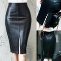 Women PU Leather Skirt Hip Skirt Ladies Dress - melvincucci
