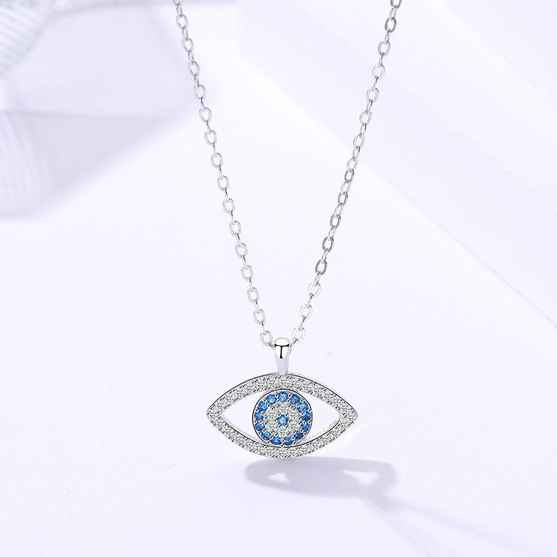 s925 Sterling Silver Jewelry European and American Atmospheric Demon Eye Necklace Eye Pendant - melvincucci