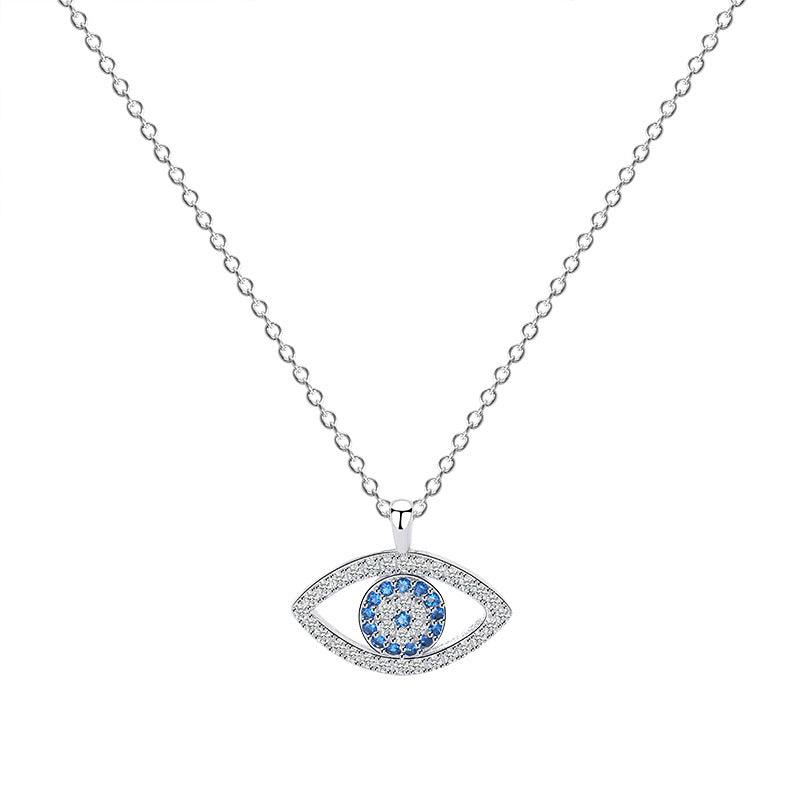 s925 Sterling Silver Jewelry European and American Atmospheric Demon Eye Necklace Eye Pendant - melvincucci