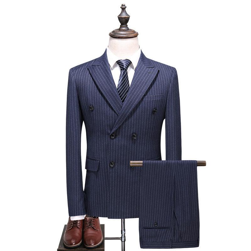 2018 Autumn And Winter New Foreign Trade New Men's Double-Breasted Striped Suit Three-Piece suit - melvincucci