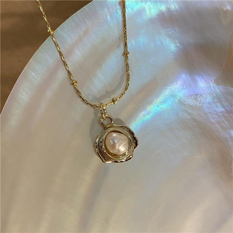 Temperament Retro Baroque Freshwater Pearl Necklace Titanium Steel Color Preservation - melvincucci