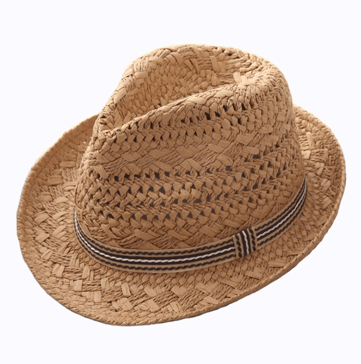 Straw Hat Parent-child Breathable Jazz Hat tide British Top Hat Summer Men's Panama Hat Children's Beach Sun - melvincucci