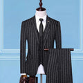 2020 New Trend Men'S Suit Three-Piece Wedding Banquet Suit Linen Stripe Slim Fashion British Style - melvincucci