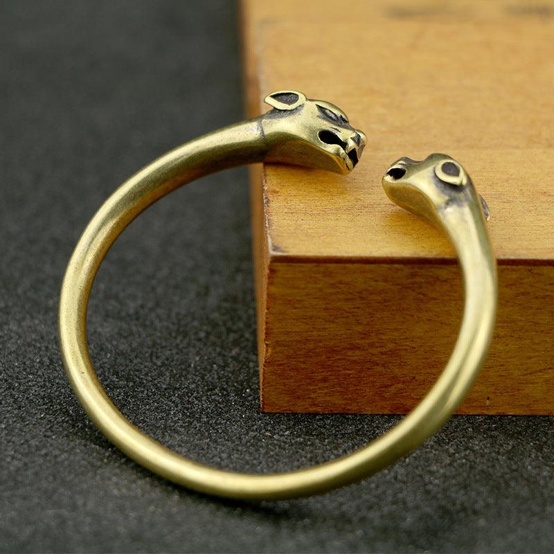 Punk Brass Leopard Bangles Bracelet For Men Jewelry - melvincucci