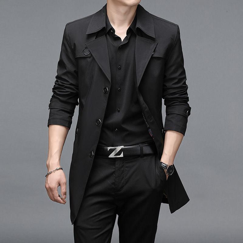 Windbreaker Men's Mid-length Casual Jacket Slim Business Men's Suit Jacket - melvincucci