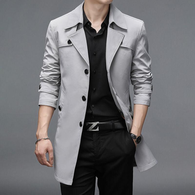 Windbreaker Men's Mid-length Casual Jacket Slim Business Men's Suit Jacket - melvincucci