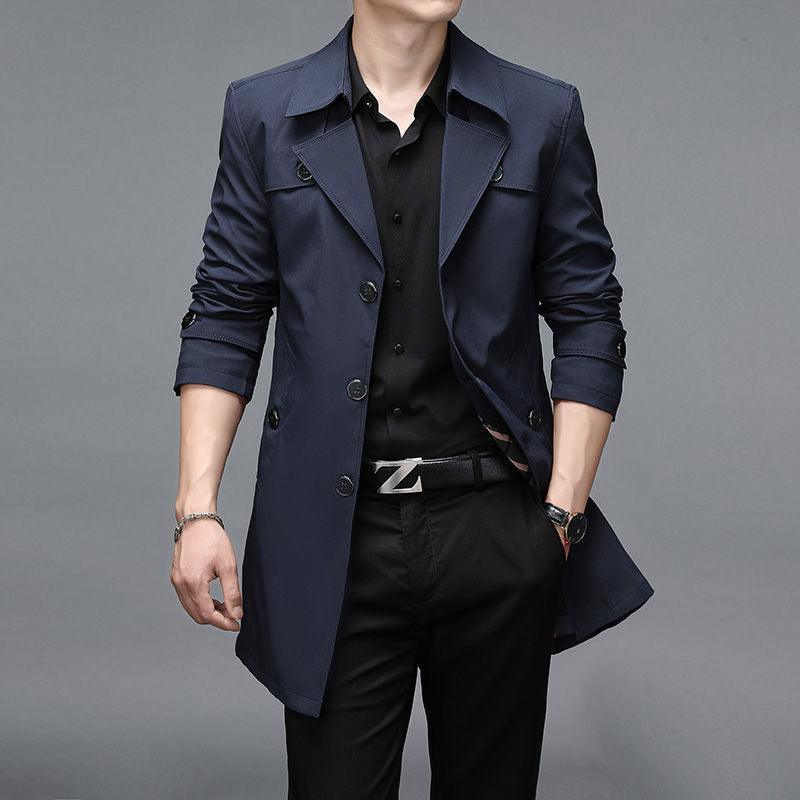 Windbreaker Men's Mid-length Casual Jacket Slim Business Men's Suit Jacket - melvincucci