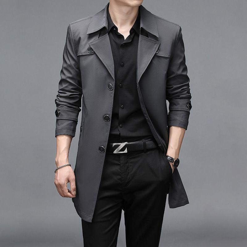 Windbreaker Men's Mid-length Casual Jacket Slim Business Men's Suit Jacket - melvincucci