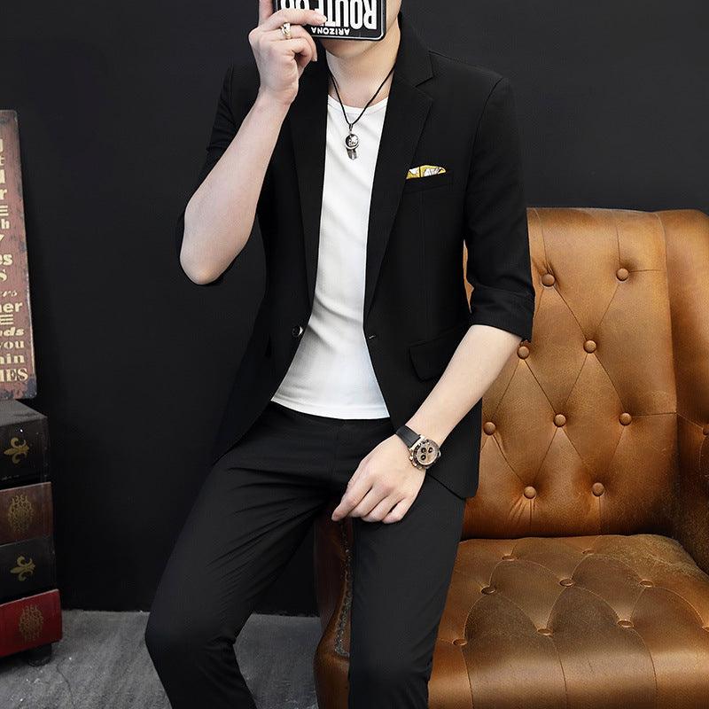 Casual Three-quarter Sleeve Small Suit Men's Jacket Thin Short-sleeved Suit - melvincucci