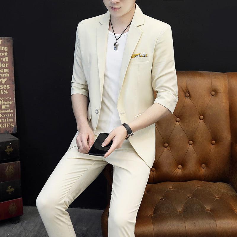 Casual Three-quarter Sleeve Small Suit Men's Jacket Thin Short-sleeved Suit - melvincucci