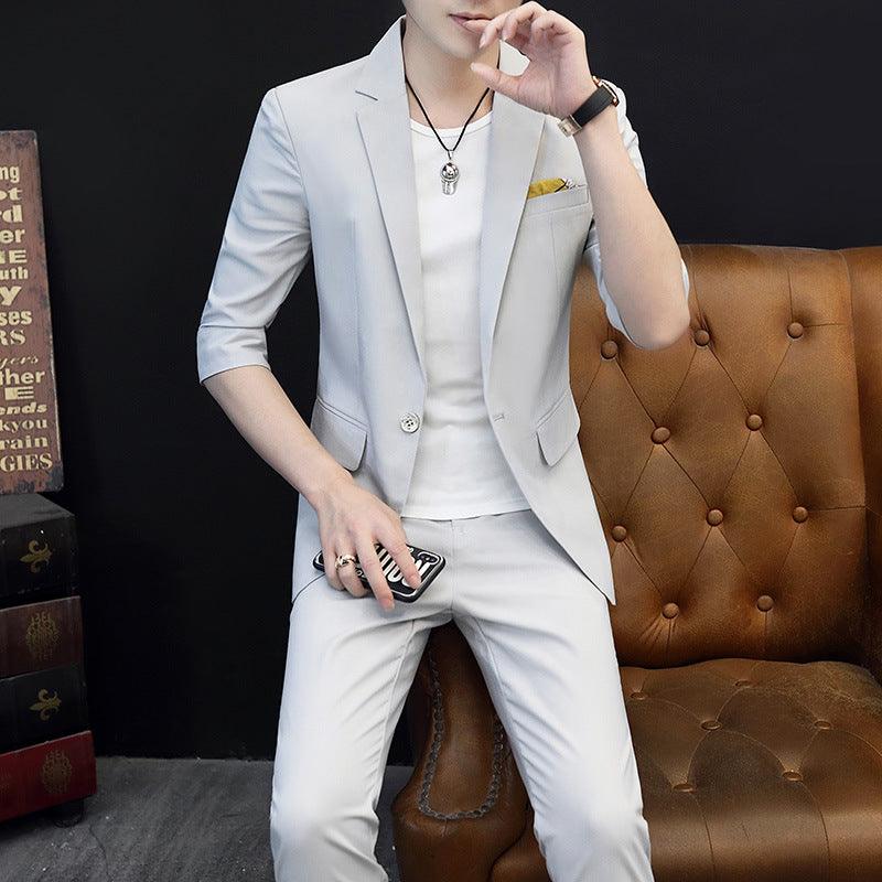 Casual Three-quarter Sleeve Small Suit Men's Jacket Thin Short-sleeved Suit - melvincucci