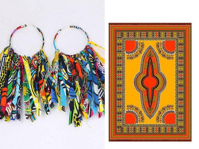 African Tassel Earrings African ethnic print Ankara Earrings - melvincucci