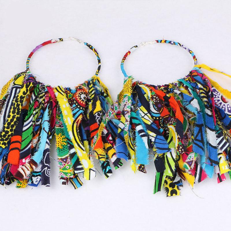 African Tassel Earrings African ethnic print Ankara Earrings - melvincucci