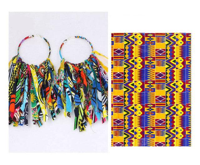 African Tassel Earrings African ethnic print Ankara Earrings - melvincucci