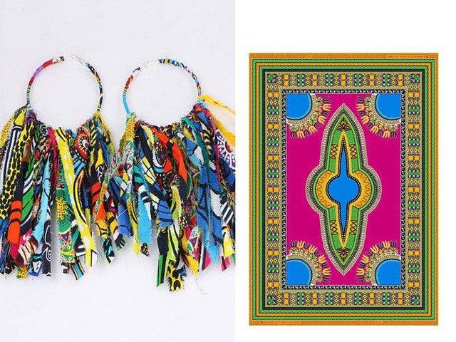 African Tassel Earrings African ethnic print Ankara Earrings - melvincucci