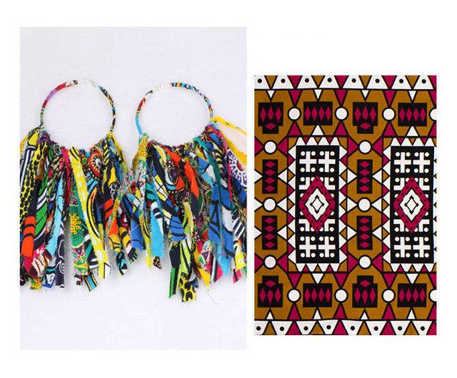 African Tassel Earrings African ethnic print Ankara Earrings - melvincucci