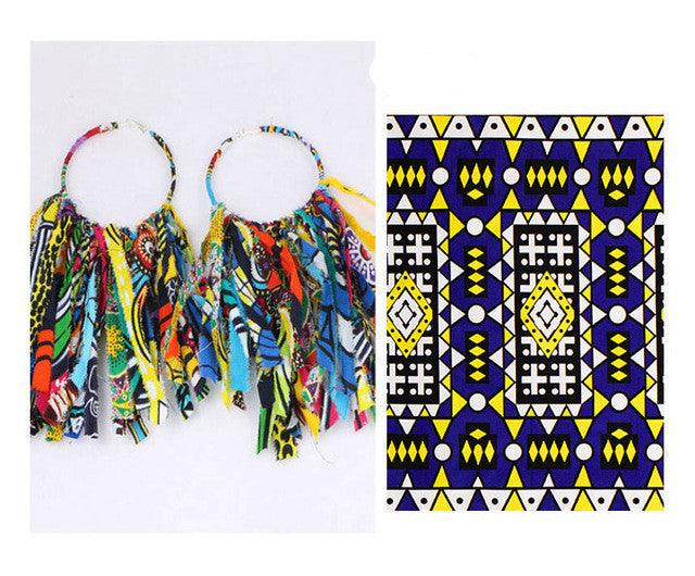 African Tassel Earrings African ethnic print Ankara Earrings - melvincucci