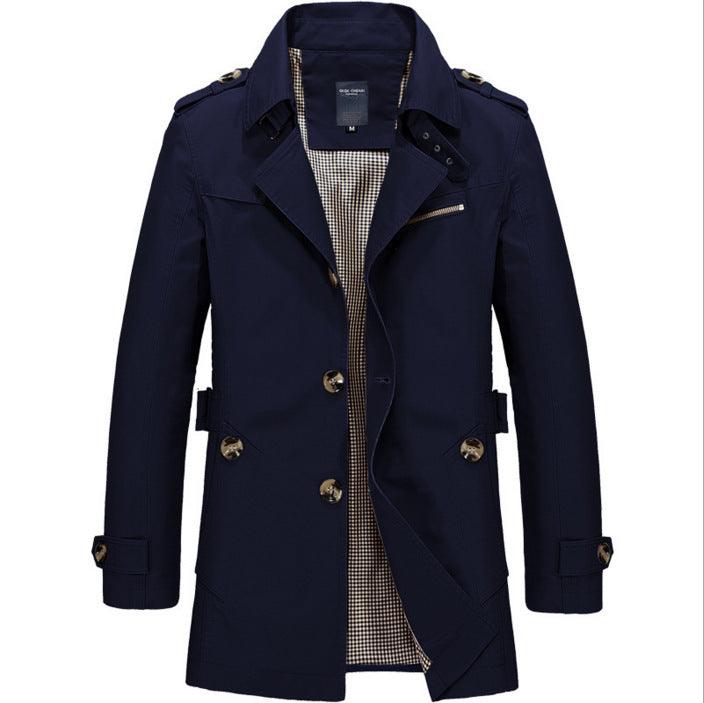 Fashionable And Simple Men's Mid-length Windbreaker Jacket - melvincucci