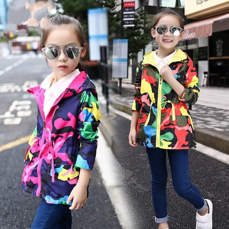 Hooded Jackets Kids Long Windbreaker Rain Coats For Girl - melvincucci