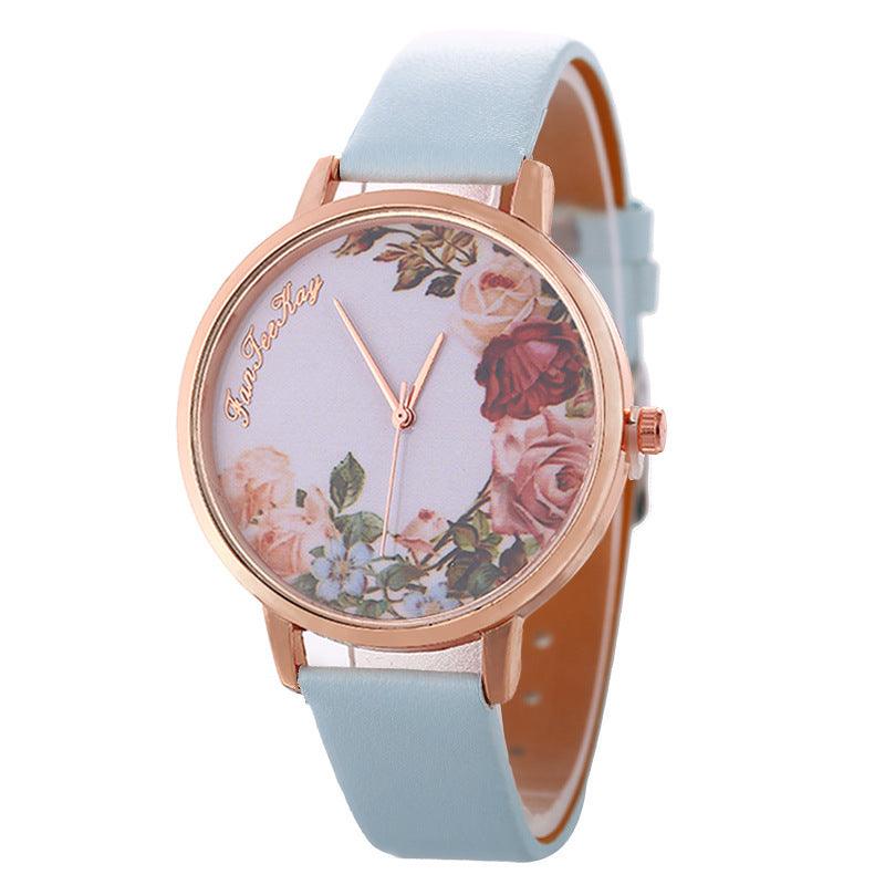 Personalized Peony Flower Trend Korean Style Simple Belt Women's Watch - melvincucci