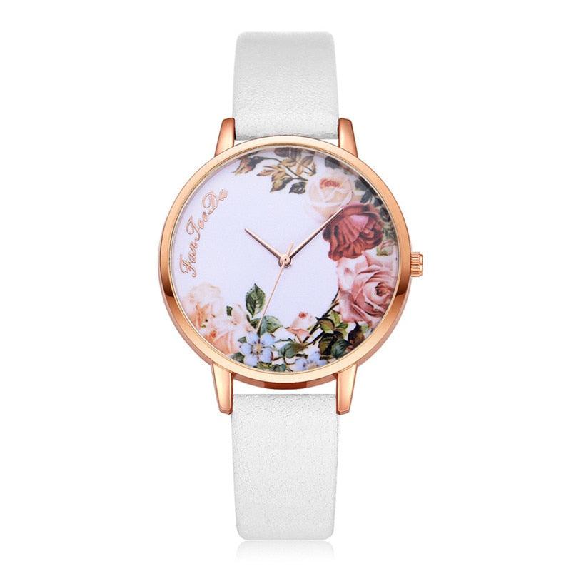 Personalized Peony Flower Trend Korean Style Simple Belt Women's Watch - melvincucci