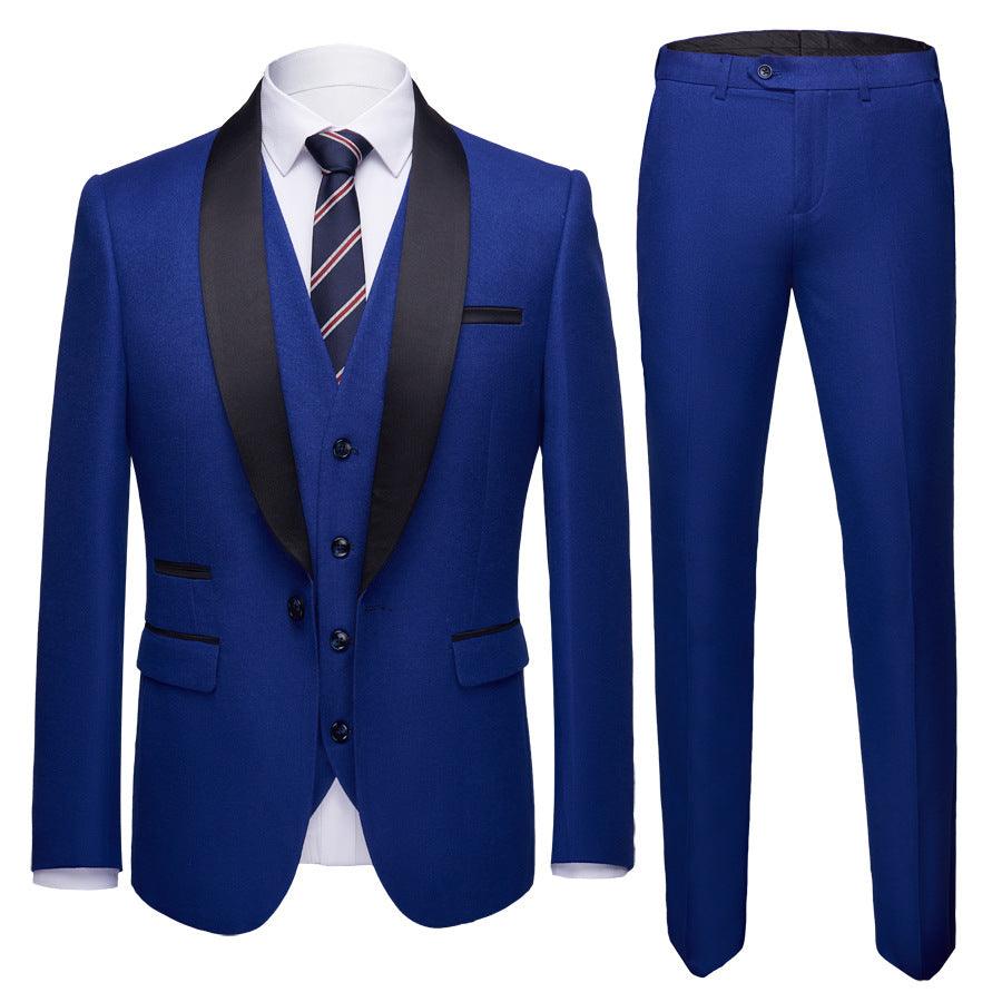 Men's Business Casual Suits, Men's Korean Version Of The Self-Cultivation Wedding Groom Suit Dress Three-Piece Suit - melvincucci