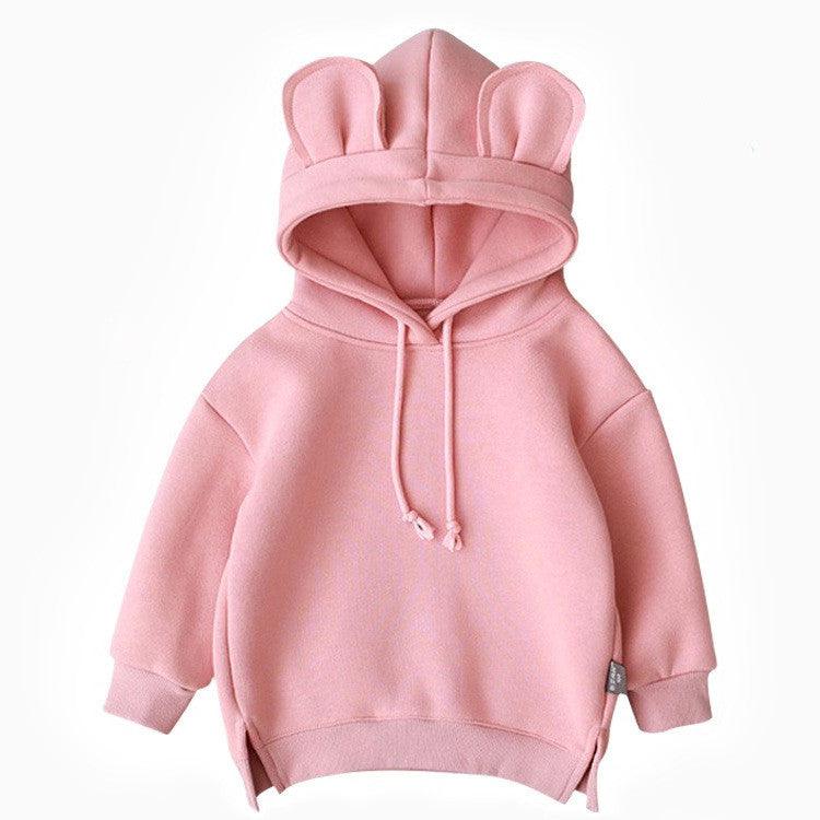Cartoon Solid Color T-shirt Sweater Fleece Long-sleeved Hooded Children's T-shirt - melvincucci
