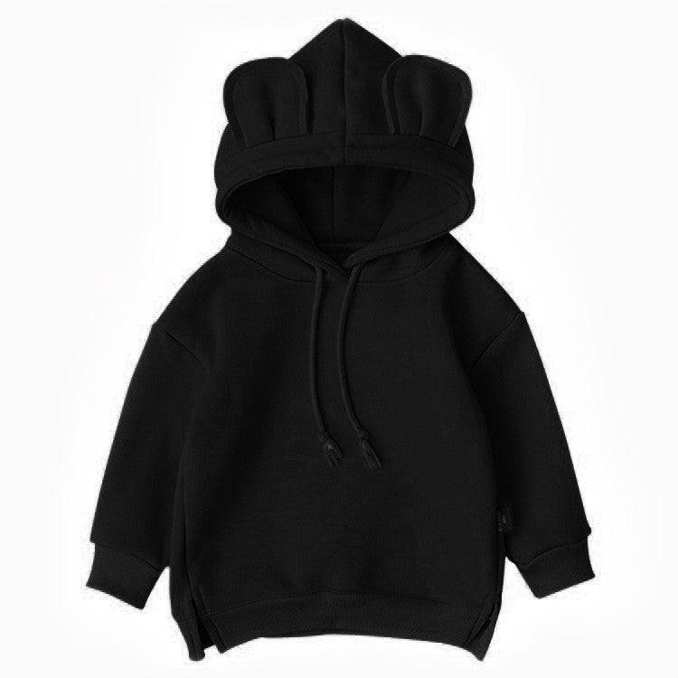 Cartoon Solid Color T-shirt Sweater Fleece Long-sleeved Hooded Children's T-shirt - melvincucci