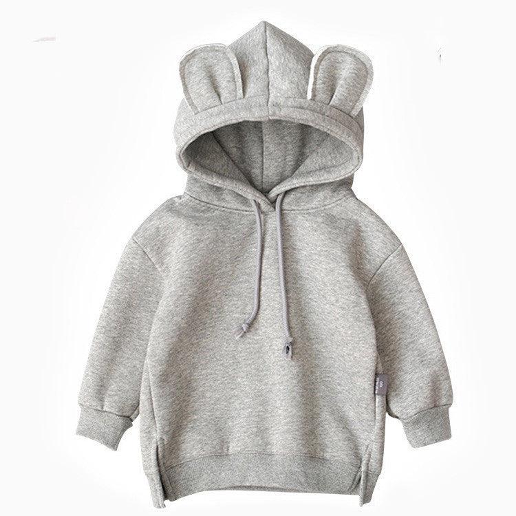 Cartoon Solid Color T-shirt Sweater Fleece Long-sleeved Hooded Children's T-shirt - melvincucci