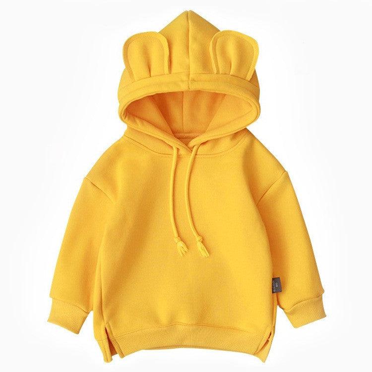 Cartoon Solid Color T-shirt Sweater Fleece Long-sleeved Hooded Children's T-shirt - melvincucci