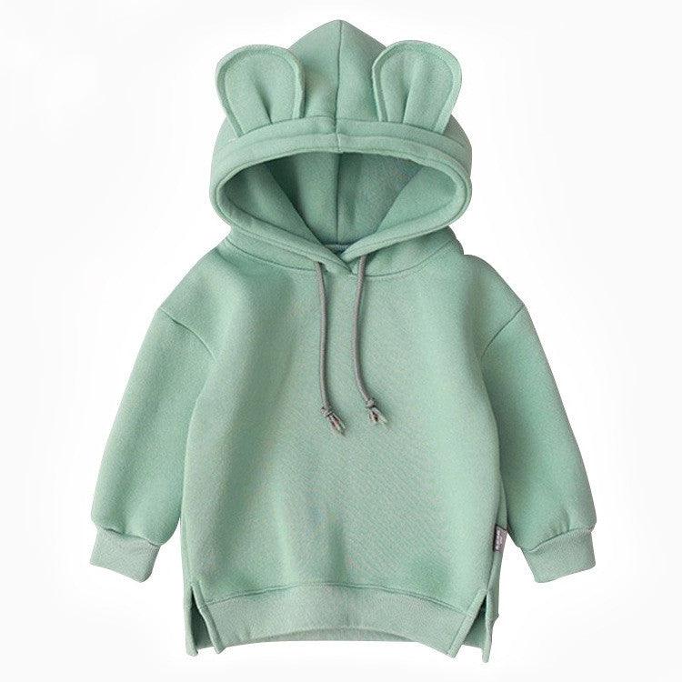 Cartoon Solid Color T-shirt Sweater Fleece Long-sleeved Hooded Children's T-shirt - melvincucci