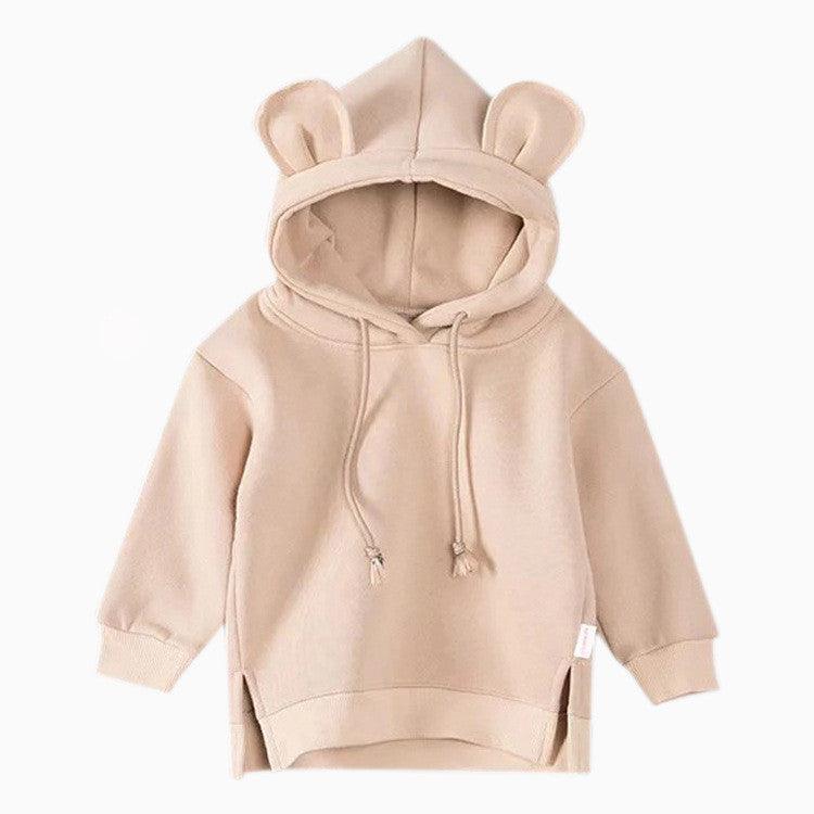 Cartoon Solid Color T-shirt Sweater Fleece Long-sleeved Hooded Children's T-shirt - melvincucci