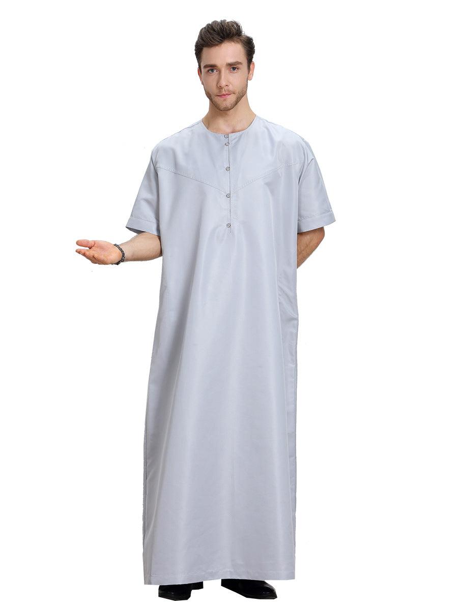 Men's Muslim Arab Short-sleeved Solid Color Robe - melvincucci