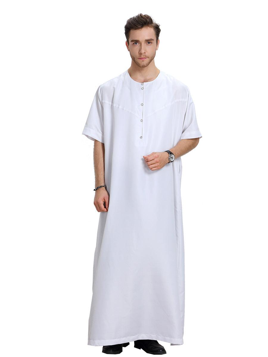 Men's Muslim Arab Short-sleeved Solid Color Robe - melvincucci