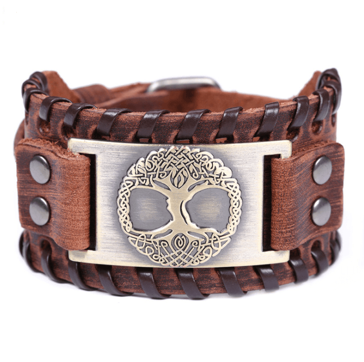 Charm Wide Leather Bracelet Men Punk Braided Rope Alloy Cuff Bangle Male Wristband - melvincucci