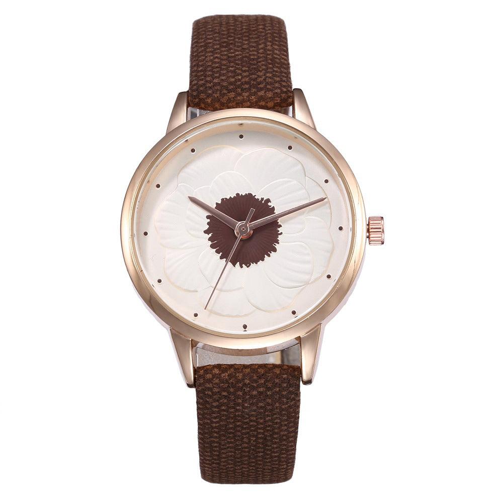 3D flower dial fashion simple quartz watch - melvincucci