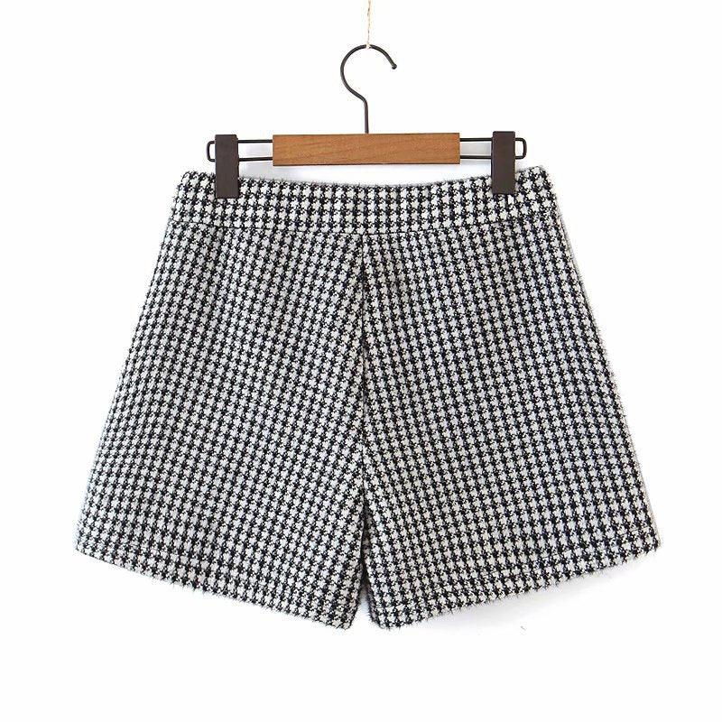 The New Women's Houndstooth Shorts Skirt Women - melvincucci