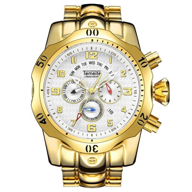 Waterproof quartz watch with large dial - melvincucci