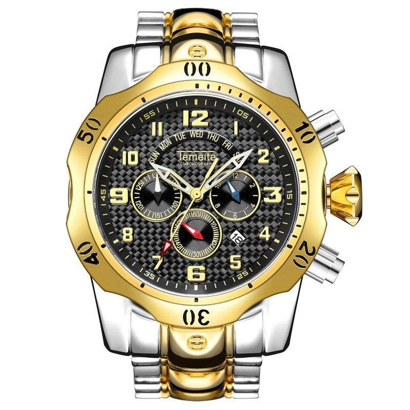 Waterproof quartz watch with large dial - melvincucci