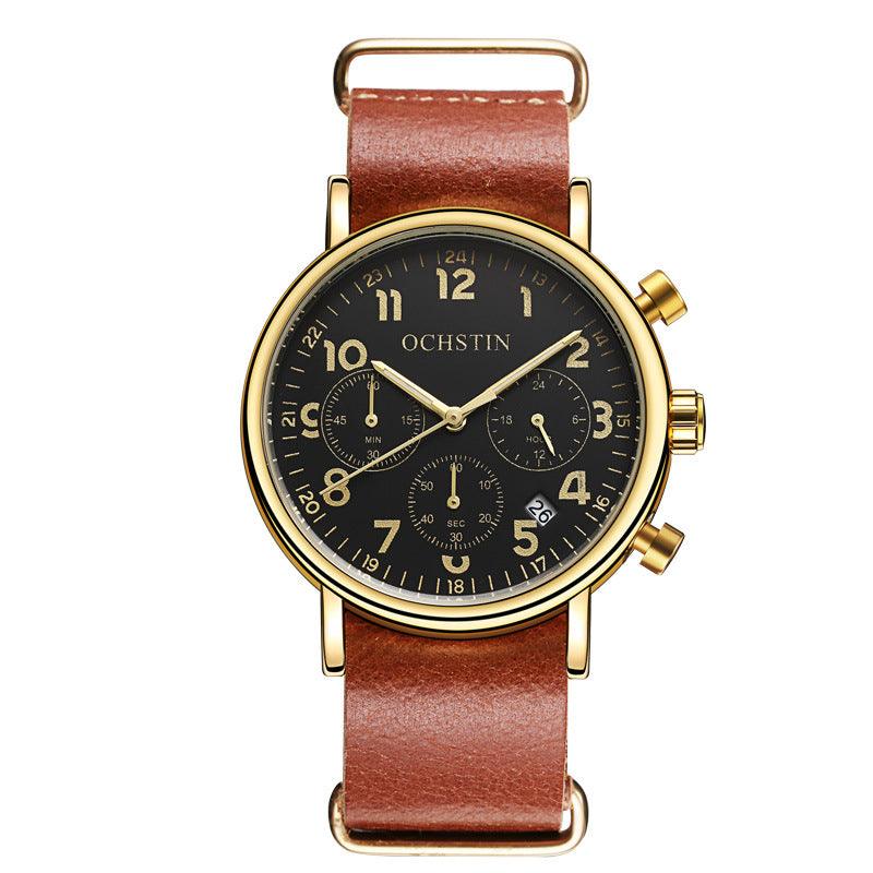 Multi-function three-eye calendar quartz watch - melvincucci