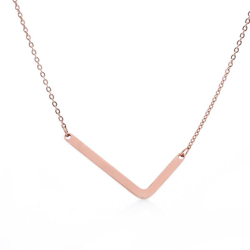 Fabulous Rose Gold Plated Stainless Steel Initial Letter Pendant Necklace - melvincucci