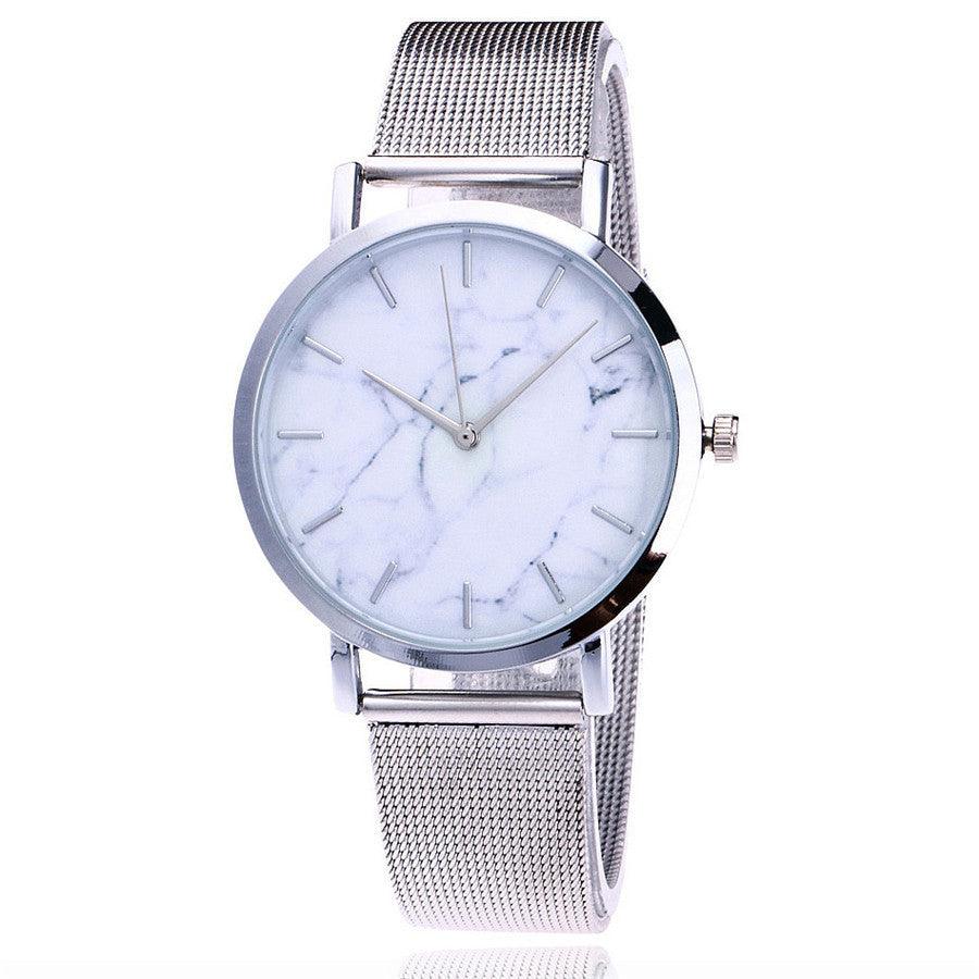Vansvar fashion brand silver and gold mesh band creative marble wristwatch casual women quartz watches gift relogio feminino - melvincucci