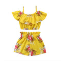 Girl's one-collar floral shorts suit - melvincucci