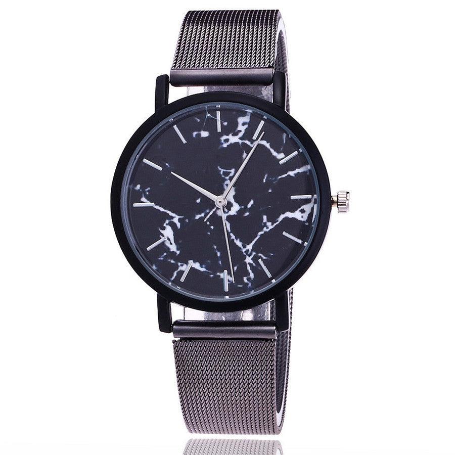 Vansvar fashion brand silver and gold mesh band creative marble wristwatch casual women quartz watches gift relogio feminino - melvincucci