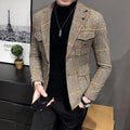 Fashion plaid casual suit men's slim jacket jacket - melvincucci